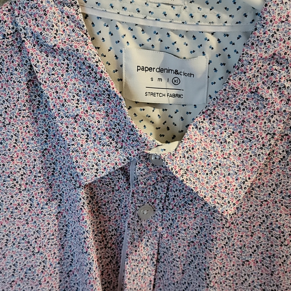 Paper denim & cloth men's short sleeve button down